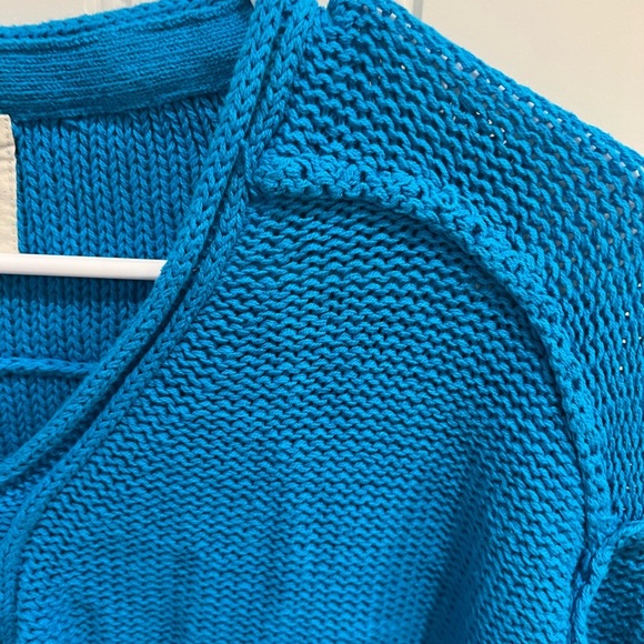 We The Free FREE PEOPLE firefly knit Blue V-Neck Sweater tunic Relaxed Fit - Picture 12 of 12